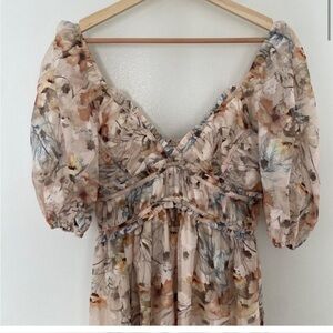 Storia Puff Sleeve Floral Maxi Dress Romantic